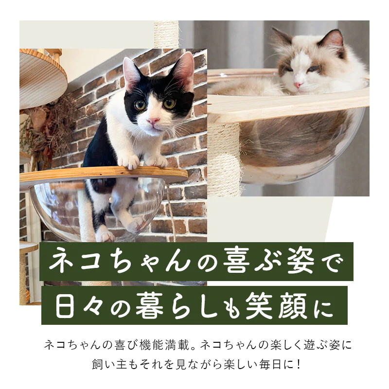 ねこぞく 木製 キャット ツインタワー XYY-1