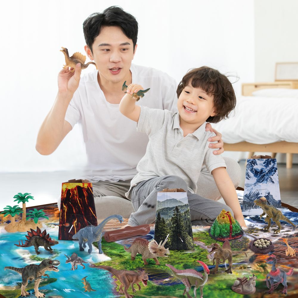 Cute Stone 恐竜 おもちゃ リアル模型 恐竜フィギュア 子供 キッズ 恐竜の世界セット 40点セット DINOSAUR MODEL ダイナソーモデル 玩具 マットと樹木付き 子どもおもちゃ 収納ボックス付き 人気 定番おもちゃ 誕生日 入学祝い 贈り物 プレゼント 6歳以上適用 送料無料
