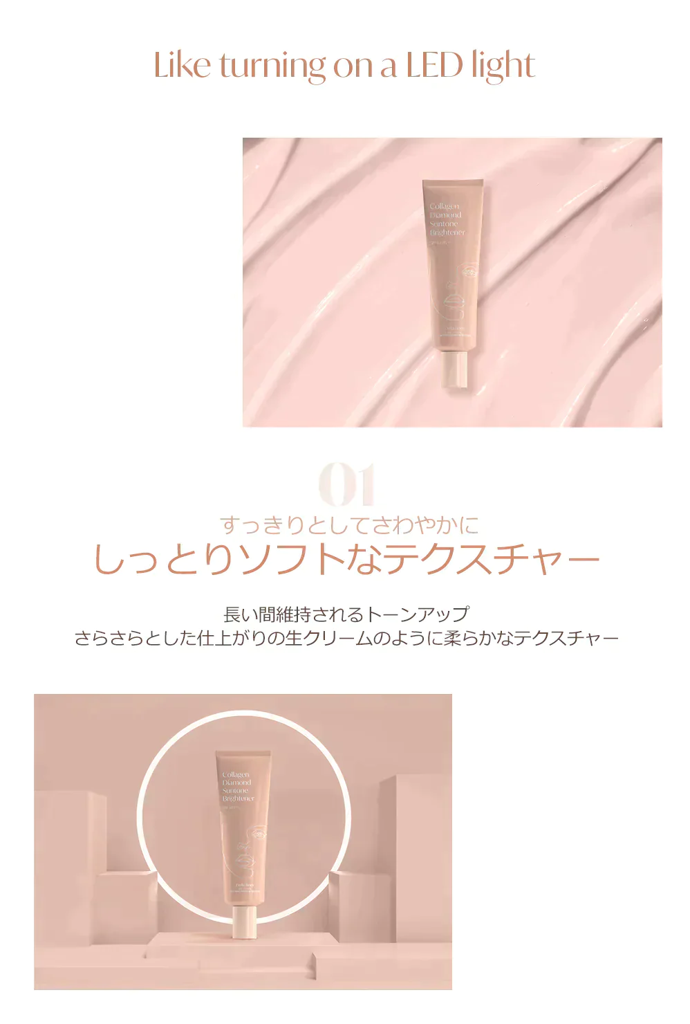 【デラボーン】ダイヤモンド日焼け止めSPF50+ PA++++ 韓国コスメ コラーゲン ダイヤモンド 保湿 ツヤ肌 美肌 ホワイトニング しわ 弾力 メイクベース メイク下地 韓国スキンケア 水光 オーラ肌 韓国女優 イェップネ 新商品 うるおい