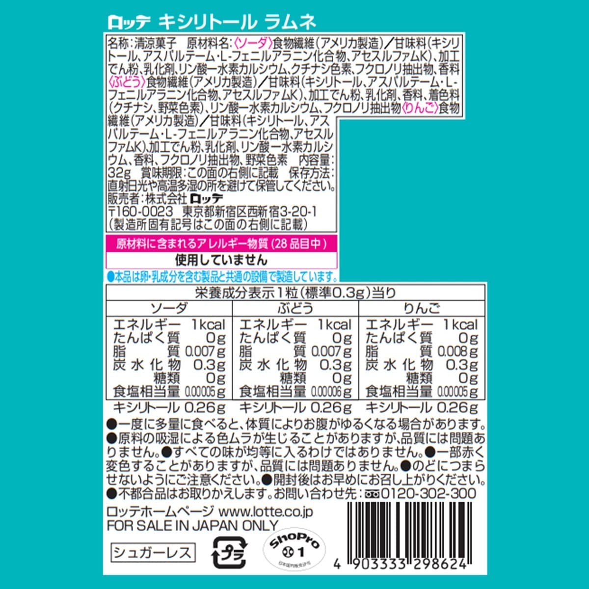 キシリトールラムネ ロッテ ポケモン 32g×2袋
