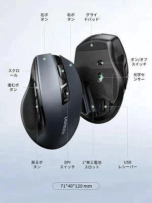[UGREEN] 人間工学 無線ワイヤレスマウス