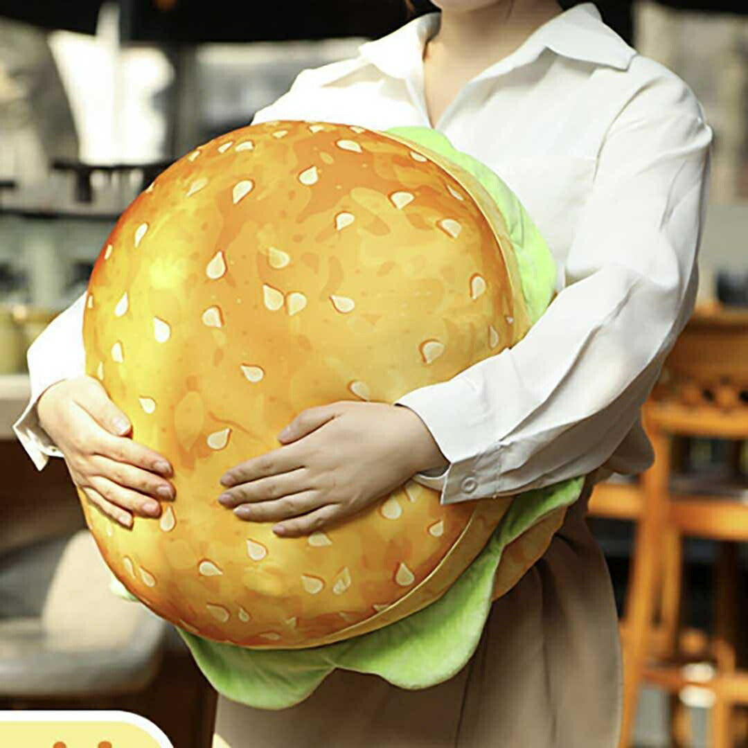 クッション 椅子 ハンバーガー 抱き枕 ぬいぐるみ 肉 レタス かわいい チャーミング おもちゃ 誕生日 クリスマス ギフト サプライズ 友人 家族 パーティー 恋人 お遊戯会 子供 イベント SNS アメリカン クリスマス 撮影