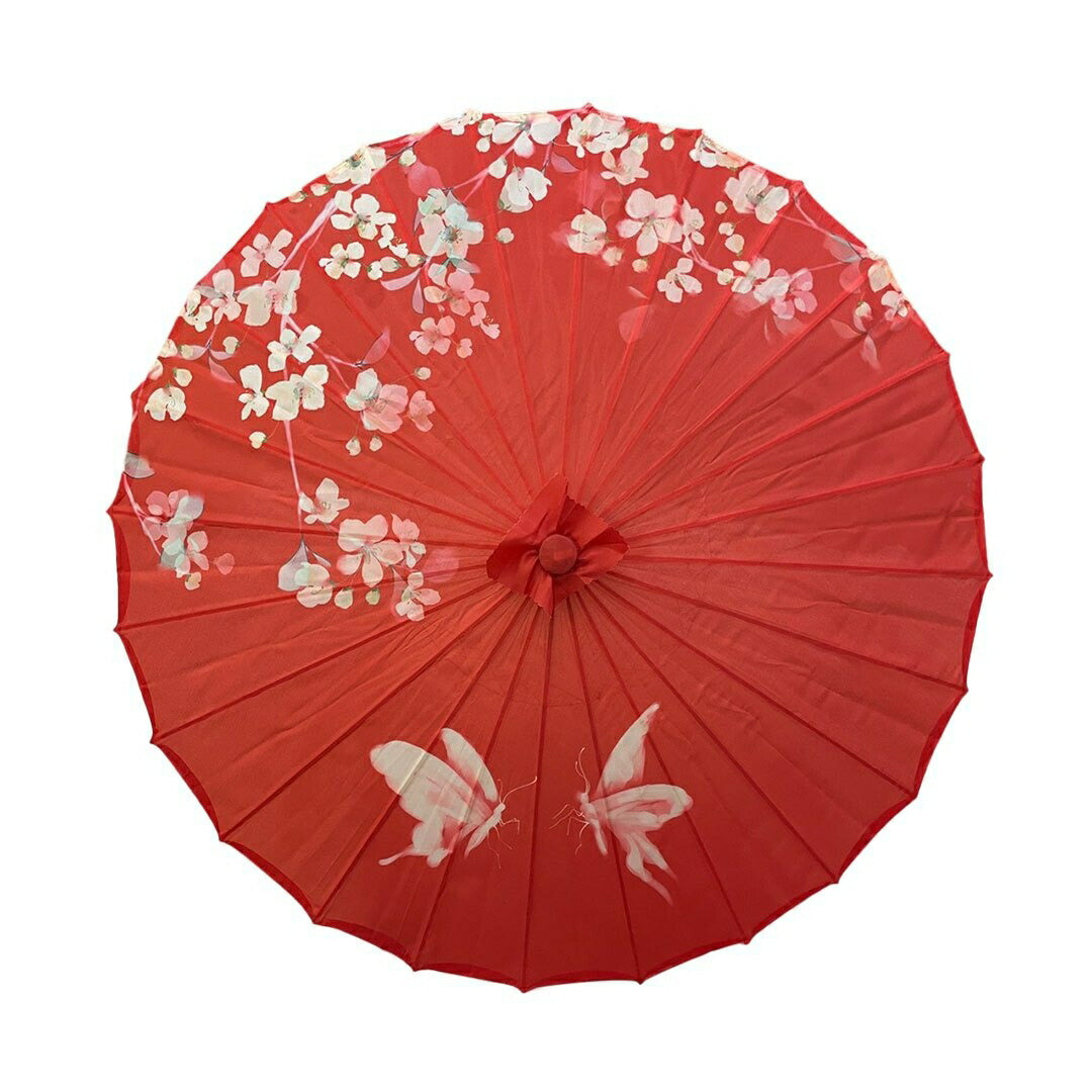傘 和傘 赤 レッド 花と蝶 晴雨兼用 和風傘 かさ 木製 雨傘 和風 和柄 レディース UVカット SNS 撮影用 アンブレラ ゴシック クラシック 日傘 婦人傘 パラソル クラシカル ゆめかわ 遮光 女性 男性 レトロ 軽量 個性 おしゃれ