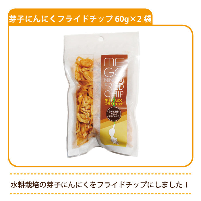 【3人シェア買いでお得】芽子にんにくフライドチップ 60g×2袋 * (メール便)