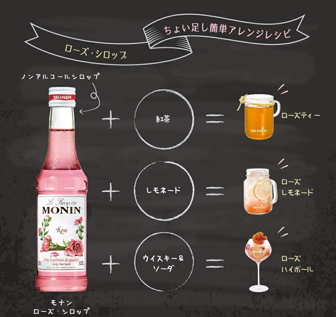 【送料無料】MONIN モナン ローズ・シロップ 700ml 1本【ご注文は12本まで同梱可能】ノンアルコール シロップ