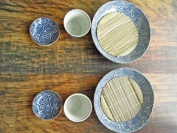 送料無料 そば食器セット 8アイテム 2人分 ざるそば 日本製 美濃焼 たこ唐草 和食器 そばちょこ 竹すのこ 大皿 薬味皿 お得