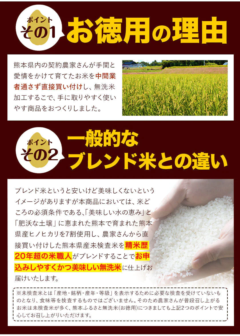 【ご新規さんとシェア買い】無洗米 10kg (5kg ×2袋) 熊本県産 令和4年産 ひのひかり 6割使用 コメ 精米 白米 熊本ふるさと無洗米【リピート】《7-14営業以内に出荷予定(土日祝日除く)》
