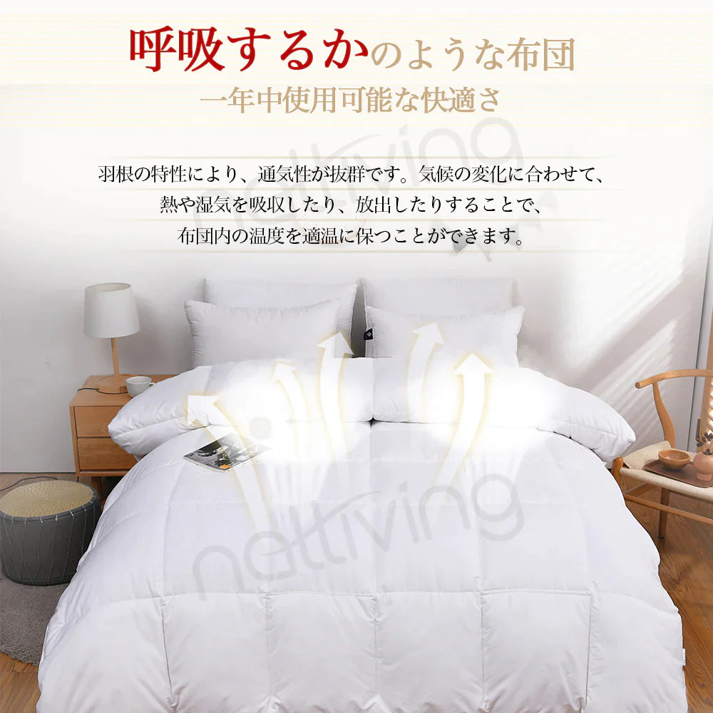 在庫一掃！掛け布団 羽根布団 抗菌 防臭 布団 高保温性 ふとん 冬 暖かい 掛ふとん シングル 掛布団 安い かけ布団 おしゃれ ブルー サイズ：150*210ｃｍ【エコ得】