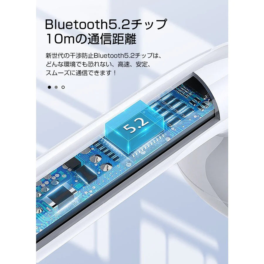 【高音質】ワイヤレスイヤホン Bluetooth 5.2 ブルートゥースイヤホン インナーイヤー型 タッチ式 左右分離型 低遅延 片耳 両耳 防水 Siri対応 iPhone ipad Android【ゲリラセール】