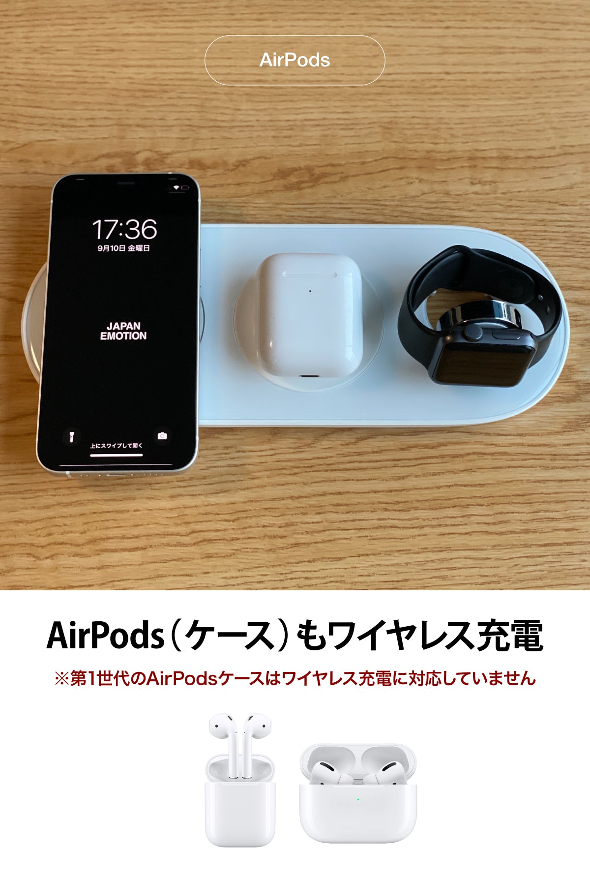 （ホワイト）65W Gan アダプター同梱【2021年新発売】3in1 マルチ ワイヤレス充電器　17-bat159