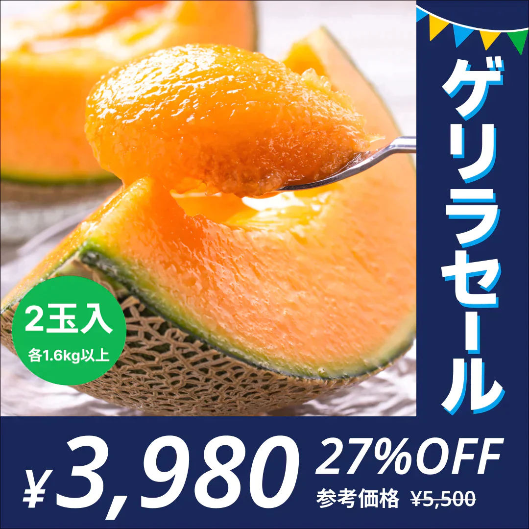 【限定100セット】【訳あり】富良野産赤肉メロン　1玉1.6kg以上中玉　2玉入り【送料無料】【注文から発送まで最長3週間頂きます】【ゲリラセール】
