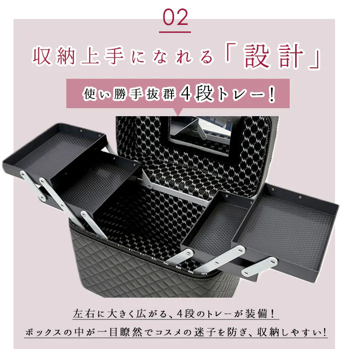 メイクボックス 鏡付き 通販 大容量 持ち運び コスメ収納ボックス コスメボックス コスメポーチ バニティ バッグ バニティーポーチ かわいい おしゃれ コンパクト 2段 化粧品 収納 プレゼント