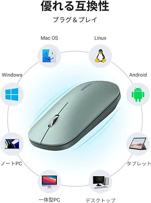 [UGREEN] 無線ワイヤレスマウス グリーン