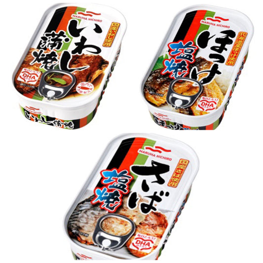 【たっぷり3種類！】マルハニチロ さば塩焼 いわし蒲焼 ほっけ塩焼 缶詰 魚 国内で水揚・製造 備蓄 防災 ローリングストックにも