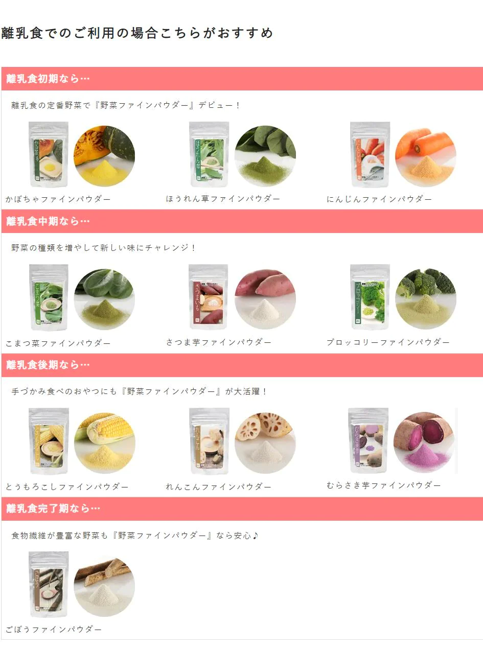 野菜ファインパウダー 離乳食 お試し