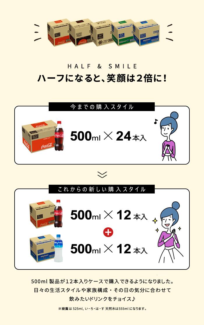 全国 送料無料 綾鷹 525ml 12本入 い・ろ・は・す天然水 555ml 12本入 ２ケース計24本入 ハーフサイズ コーラ  水 お茶  オフィス ファミリー シェア 一人暮らし