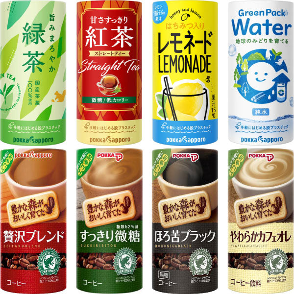 ポッカサッポロ お茶 水 コーヒー 他 195g カート缶 選べる 90本 (30本×3)
