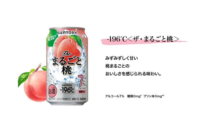 【送料無料】サントリー -196℃ ザ・まるごと桃 350ml×24本【北海道・東北・四国・九州・沖縄県は必ず送料がかかります】
