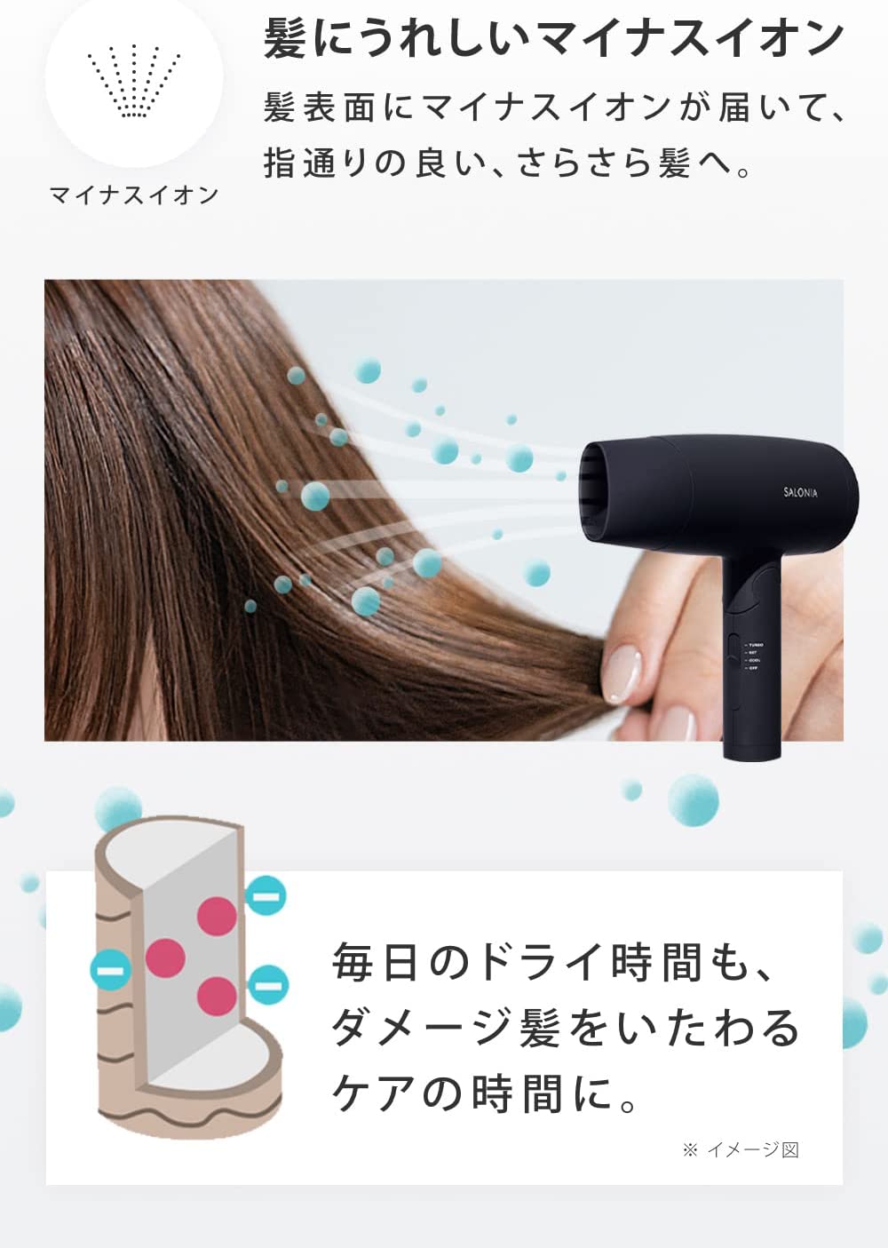 SALONIA サロニア スピーディーイオンドライヤー ホワイト　?SL-013WH