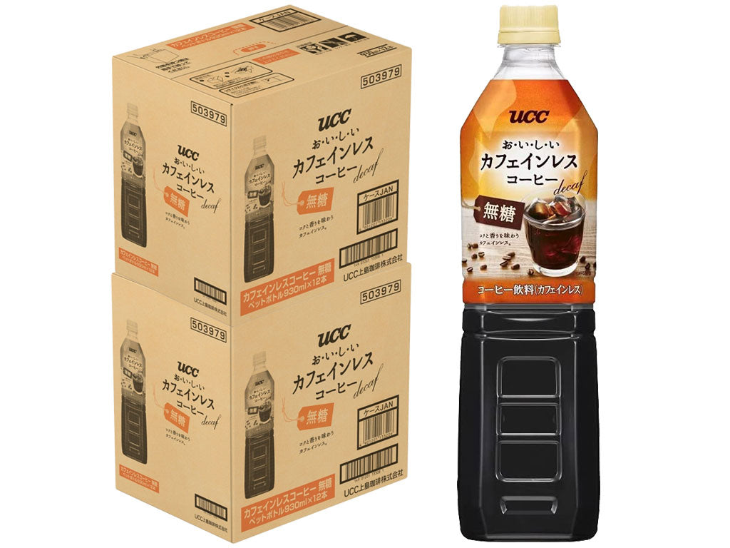 【送料無料】UCC おいしいカフェインレスコーヒー 無糖 930ml×24本(2ケース）