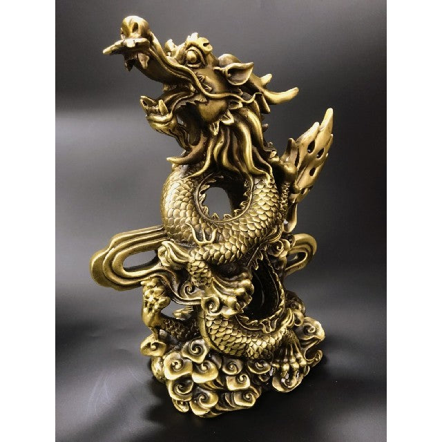 昇龍　銅製　置物　開運厄除　祈願成就　ドラゴン 置物 風水 アイテム 龍 竜 龍神 パワースポット 真鍮 開運 金運 財産運 出世運 恋愛運 幸福 成功 プレゼント 贈り物