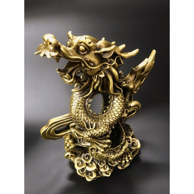 昇龍　銅製　置物　開運厄除　祈願成就　ドラゴン 置物 風水 アイテム 龍 竜 龍神 パワースポット 真鍮 開運 金運 財産運 出世運 恋愛運 幸福 成功 プレゼント 贈り物