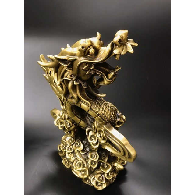 昇龍　銅製　置物　開運厄除　祈願成就　ドラゴン 置物 風水 アイテム 龍 竜 龍神 パワースポット 真鍮 開運 金運 財産運 出世運 恋愛運 幸福 成功 プレゼント 贈り物
