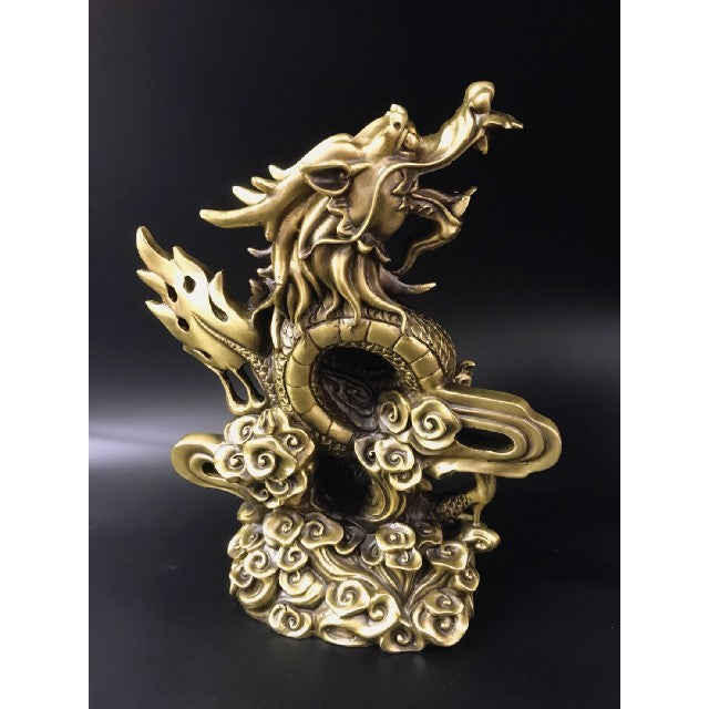 昇龍　銅製　置物　開運厄除　祈願成就　ドラゴン 置物 風水 アイテム 龍 竜 龍神 パワースポット 真鍮 開運 金運 財産運 出世運 恋愛運 幸福 成功 プレゼント 贈り物