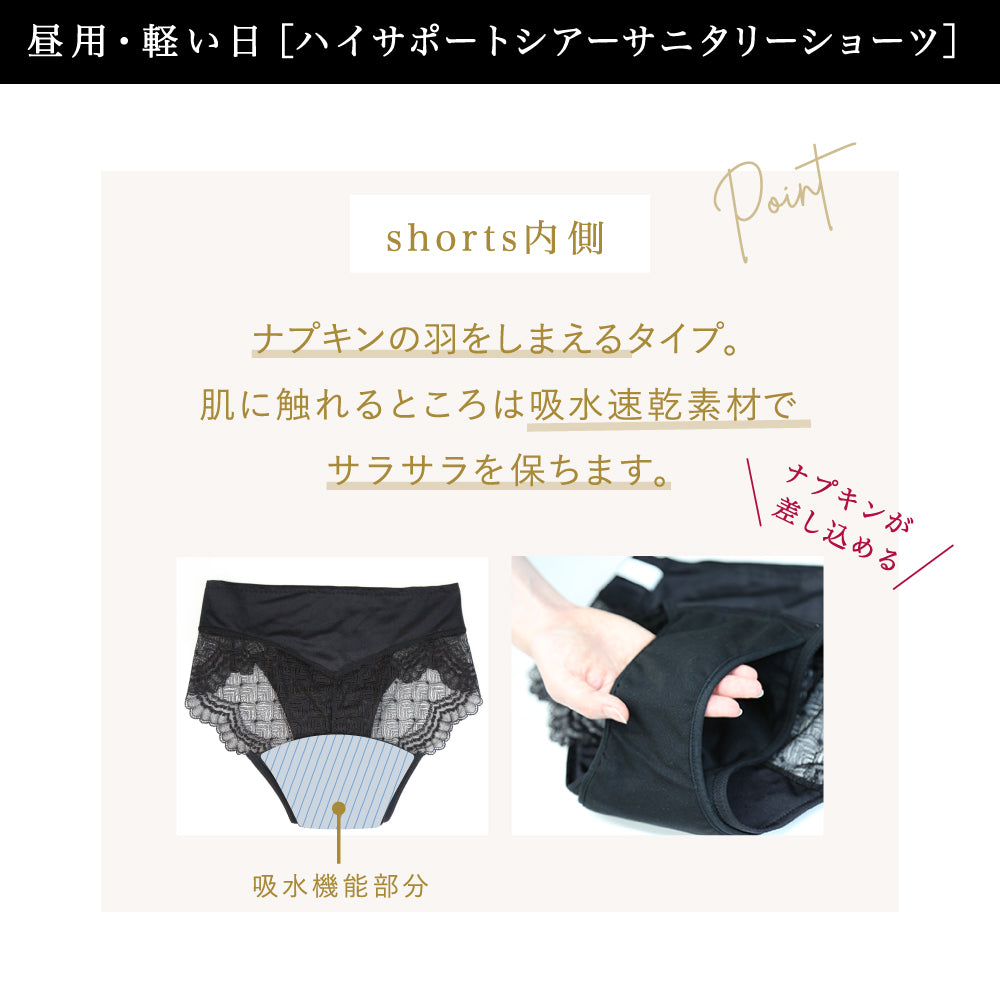 【L】ハイサポート シアー サニタリー ショーツ 産婦人科医監修 MediCouture メディクチュール 黒 送料無料【シェア買いなら5440円！】