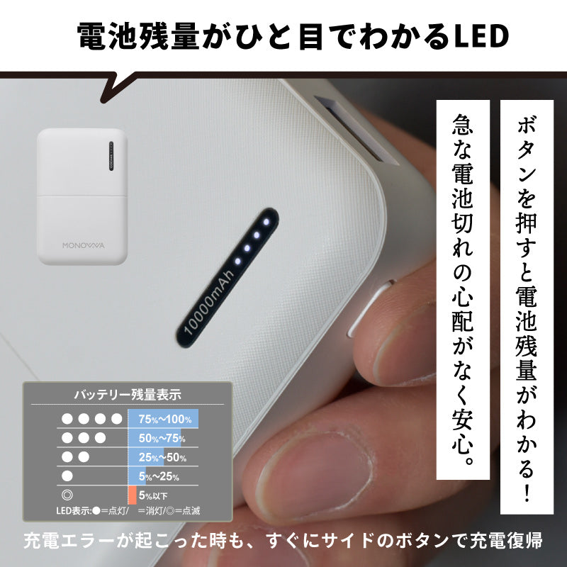 モバイルバッテリー 大容量 10000mAh 【スマホ 充電器 バッテリー iPhone iPad 急速充電 2台同時充電 軽量 コンパクト 旅行 携帯充電器 持ち運び
