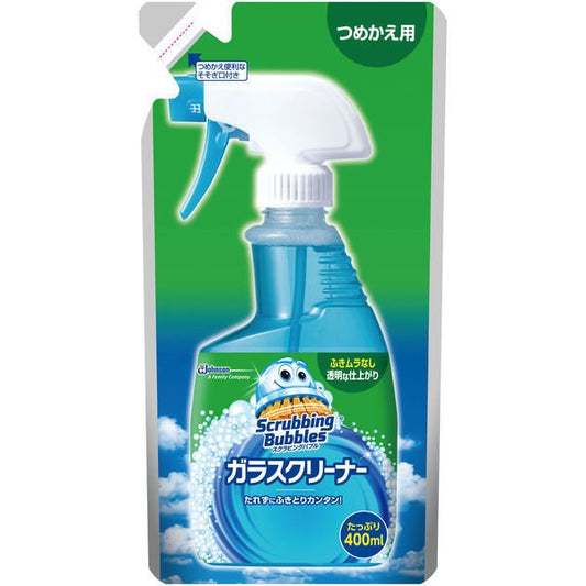 【おまけ付き！】スクラビングバブル ガラスクリーナー 液体スプレー 詰め替え用 400ml