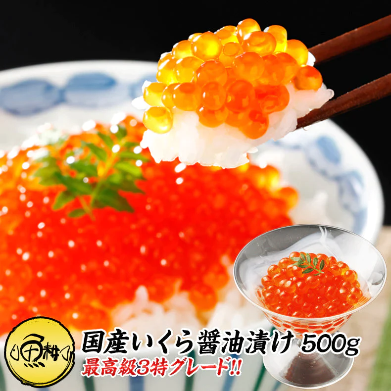 【超シェア買い祭】いくら 国産 イクラ醤油漬け 500g 250g×2 最高級3特グレード