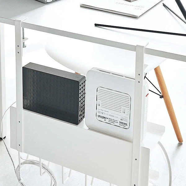 デスク下 ケーブル＆ルーター 収納ラック（山崎実業 スマート）ホワイト