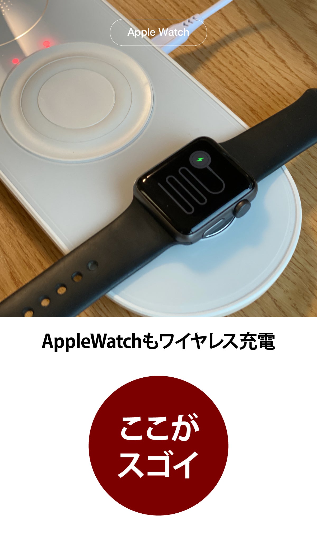 （ホワイト）65W Gan アダプター同梱【2021年新発売】3in1 マルチ ワイヤレス充電器　17-bat159