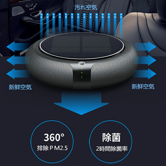 コロナ対策太陽光充電式ミニ空気清浄機とマイナスイオンアロマ空気加湿器一体充電多機能アロマ空気清浄機小型USB充電アロマディフューザー　除菌、花粉、PM2.5、汚染物質 卓上