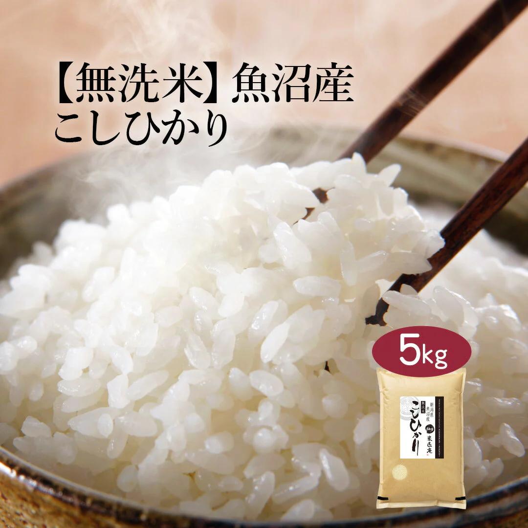 無洗米 新潟県 魚沼産 こしひかり (茶袋) 5kg 令和5年産 新米 お米 白米 おくさま印 国産 食品 ギフト 引っ越し 挨拶 出産 内祝い 母の日 父の日 お中元 お歳暮 結婚 快気 還暦 香典返し お年賀 送料無料