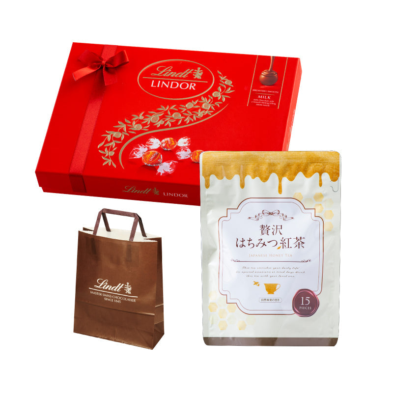 リンツ ギフトボックス（ミルク）セット＋贅沢はちみつ紅茶 【エコ得】