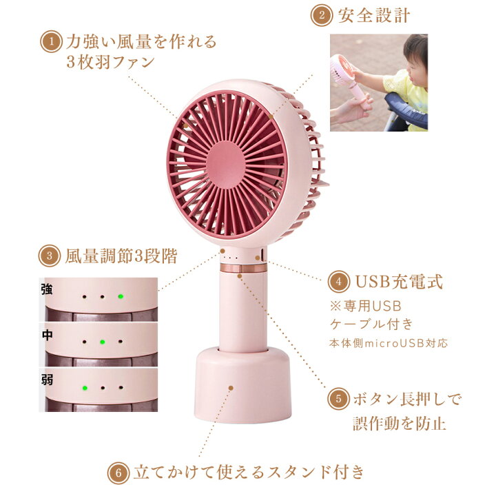 【最終処分特価‼︎】（グレー）ハンディファン｜コイズミ｜メーカー1年保証｜送料無料｜高評価商品｜USB式・3段階風量調節｜ 手持ち扇風機 携帯扇風機 卓上扇風機