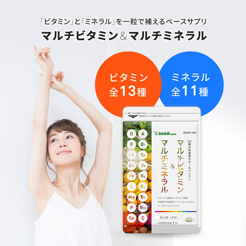 【超得ハイパーSALE】マルチビタミン＆マルチミネラル≪約1ヶ月分≫　送料無料 サプリ サプリメント 健康 美容 ビタミンA ビタミンB ビタミンC ビタミンD ビタミンE 葉酸 ナイアシン  ミネラル  カロテン 鉄 亜鉛 カルシウム マグネシウム