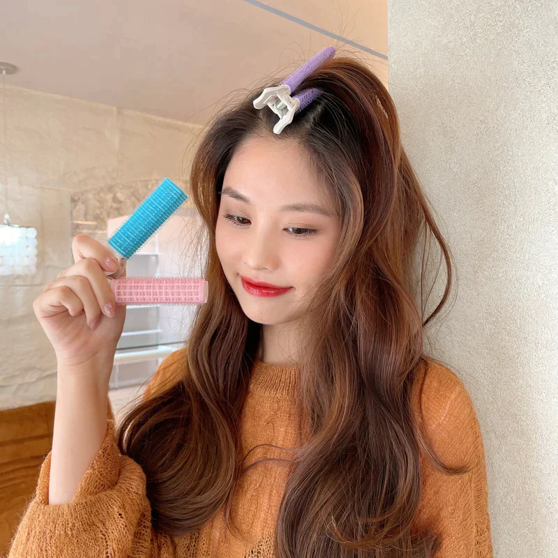 【ブルー】前髪カーラー クリップ 2個セット くるん くるりん ヘアカーラー 巻き髪 クリップ付