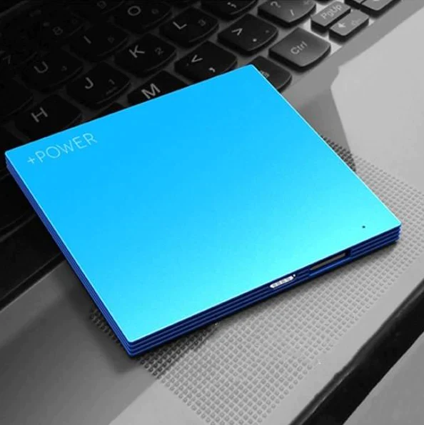 「在庫処分商品」「ブルー」モバイルバッテリー 4000mAh 軽量 薄型 iOS/Android対応 スマホ 携帯充電器 極薄 急速充電