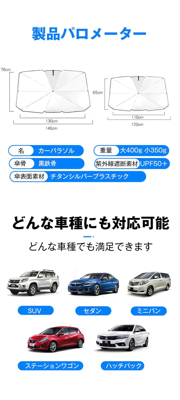 【最安値挑戦祭】【Mサイズ】車 サンシェード 傘 選べる2size フロントガラス 傘式 パラソル 傘型 フロントサンシェード 車用 折りたたみ傘 日除け 日よけ uv 紫外線カット コンパクト 紫外線対策 遮光 断熱 収納便利 車サンシェード 収納ポーチ付き