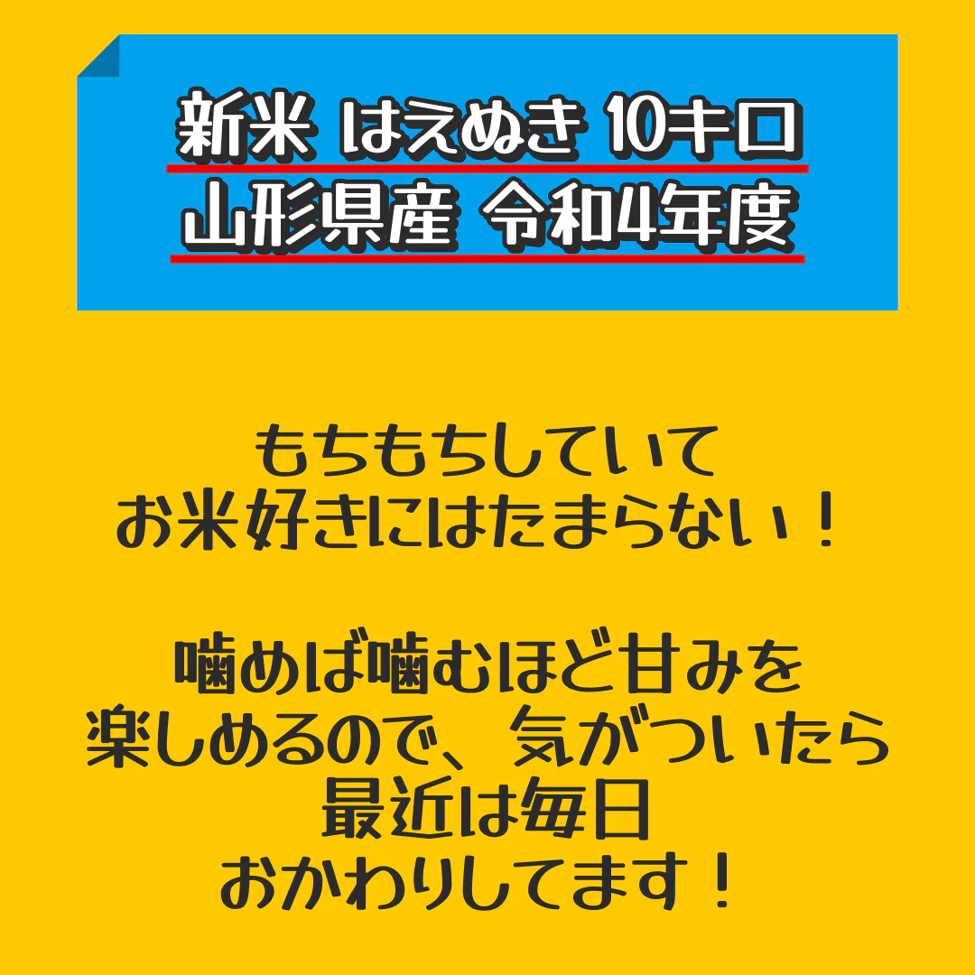 米 送料無料 10kg 令和4年産 山形県産 はえぬき精米 10kg(5kg×2) 送料無料※一部地域を除く【最安値に挑戦】【家計お助けSALE】