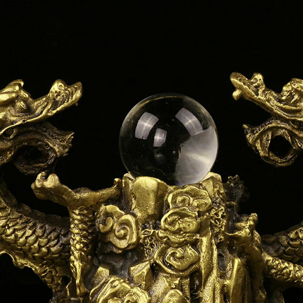 風水 置物 龍 ツインドラゴン 人工水晶 五本爪 龍 竜 真鍮 ブロンズゴールド 龍の置物 ドラゴン 風水 アイテム パワースポット 開運 金運 財産運 出世運 恋愛運 幸福 成功 贈り物 開運厄除 祈願成就 厳重 金運上昇 運気上昇インテリア