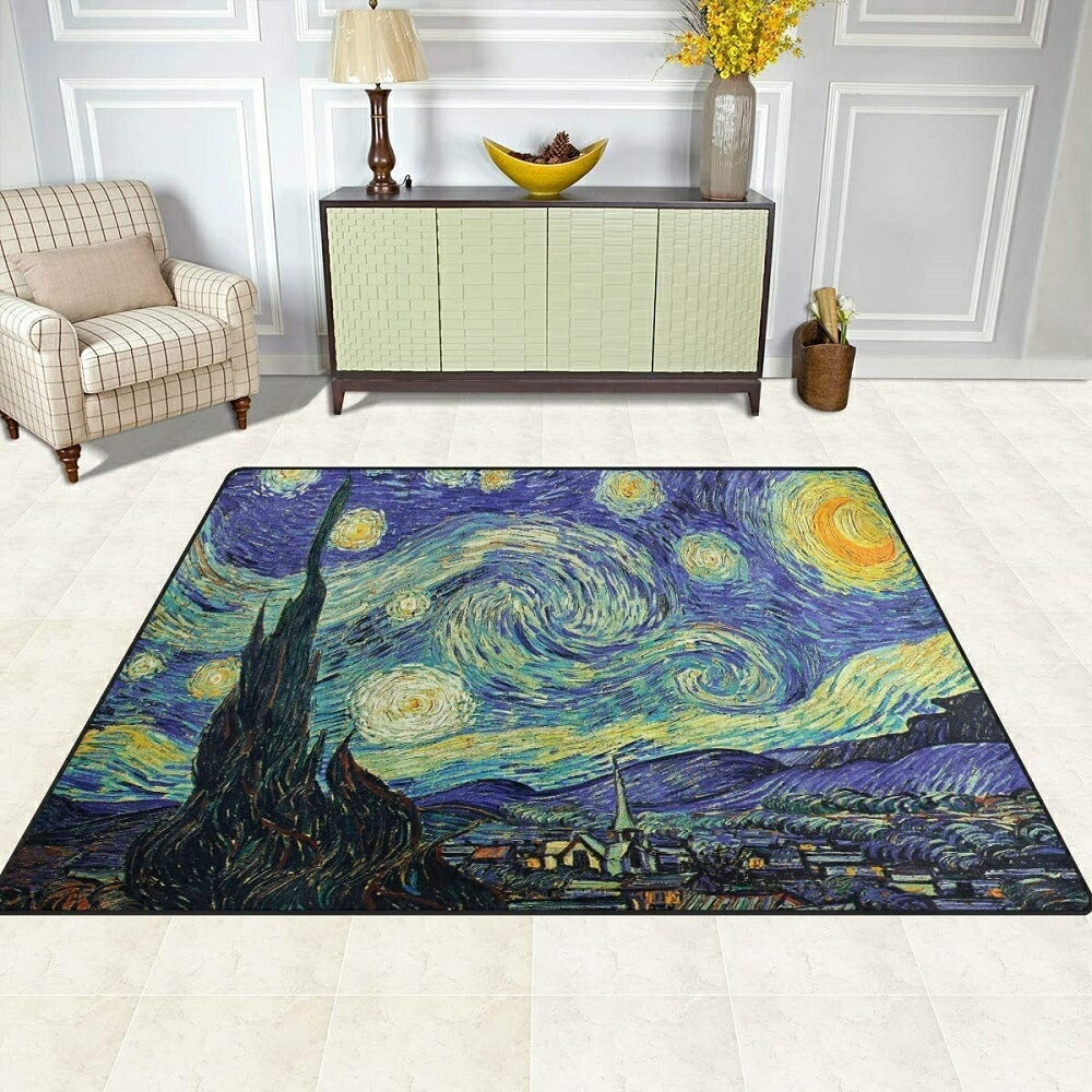 カーペット ゴッホ Vincent van Gogh フィンセント ファン ゴッホ 星月夜 アンティーク 絵画 シリーズ レトロ インテリア モダン 北欧 ゴシック 絵 リビング マット ラグ オールシーズン グッズ 癒し ヨーロッパ EU クリスマス 撮影 イベント