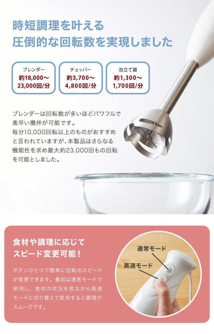 【超得ハイパーSALE】(ホワイト)simplus シンプラス ハンドブレンダー ミキサー SP-BD01 マルチスティックブレンダー 離乳食 みじん切り スムージー ハンドミキサー ハンディブレンダー
