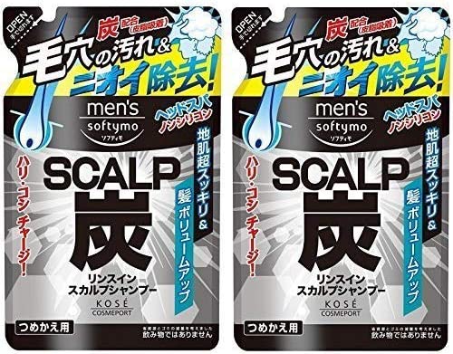 KOSE メンズ ソフティモ リンスイン スカルプシャンプー (炭) つめかえ 400mL【×2個】