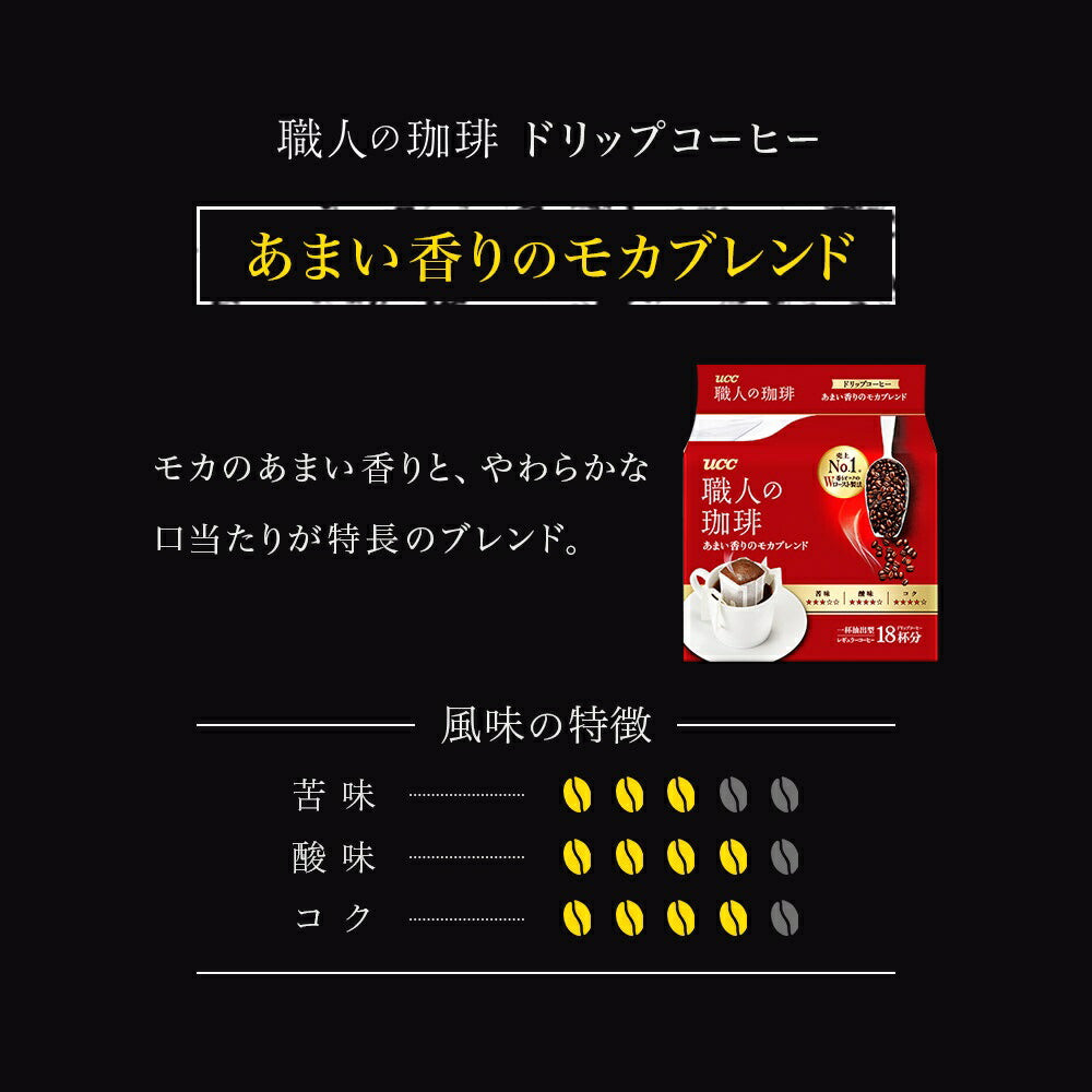 【送料無料】UCC 職人の珈琲 ドリップコーヒー あまい香りのモカブレンド (7g×18P)×12袋【ご注文は6ケース(72袋)まで同梱可能】