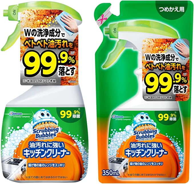 【まとめ買い】 スクラビングバブル 台所・レンジ・コンロ掃除 油汚れに強いキッチンクリーナー 本体400ml+つめかえ用350ml セット