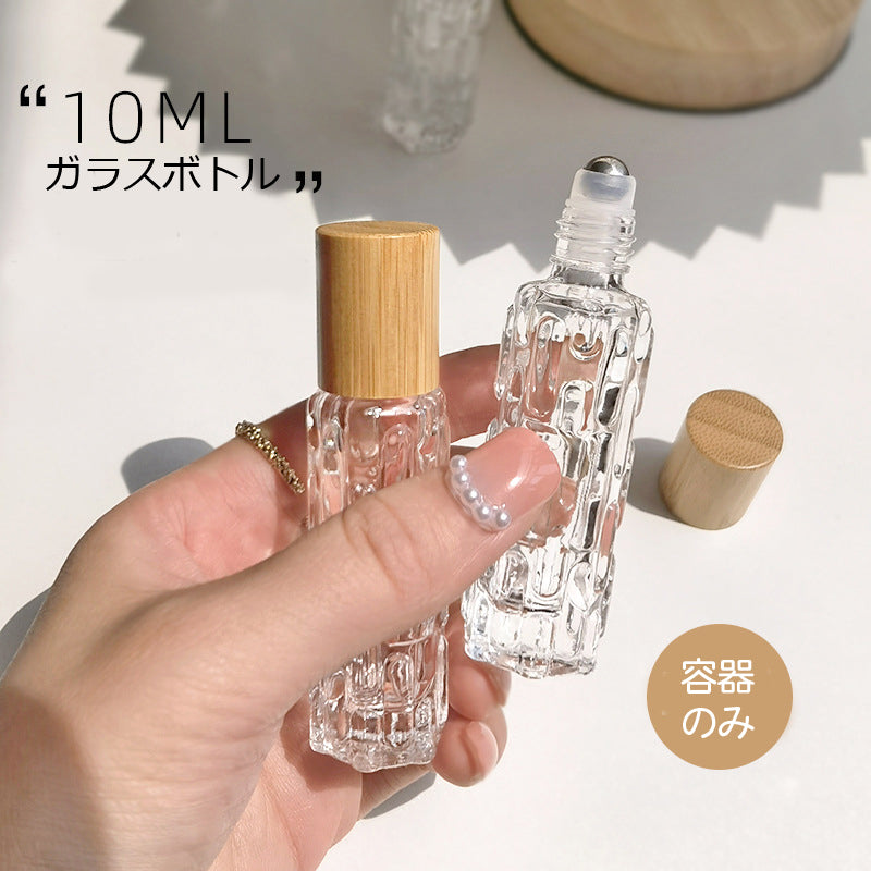 香水 詰め替え 容器 ロールオン ボトル お気に入り パフューム 美容液 混ぜて使える ロール式 マッサージ ロール ガラス瓶 竹 キャップ クリスタル キラキラ ガラス 携帯用 可愛い 液体 ケース アトマイザー ゆうパケット 送料無料 友紹 友招